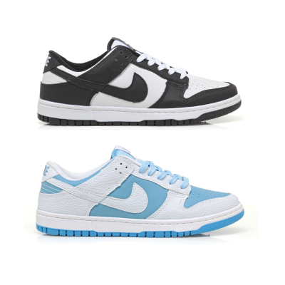 Kit 2 Pares Dunk Low Branco Preto E Branco Croco Azul